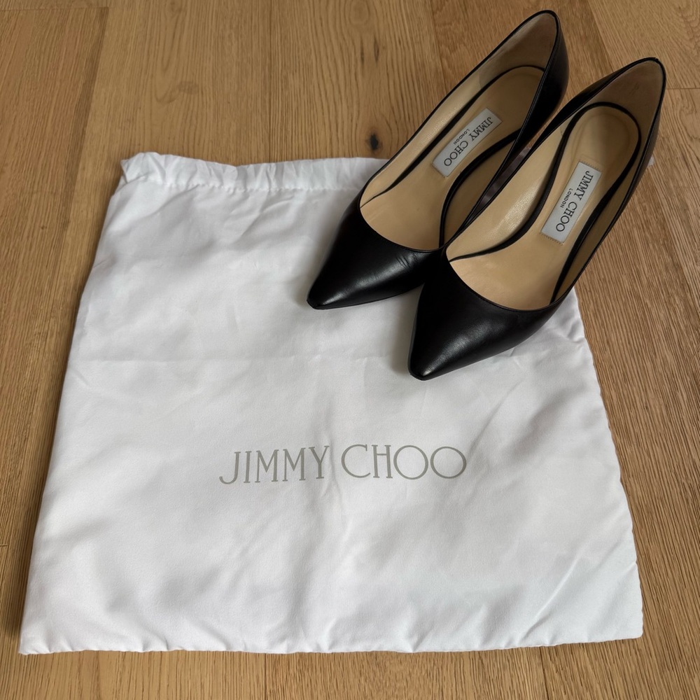 Jimmy Choo Romy 60 Black Kid Leather Pointed-Toe Pumps - Picture 12 of 12